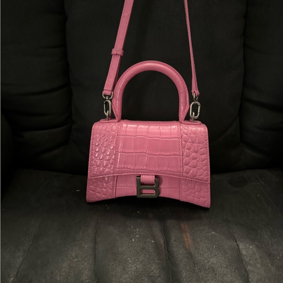 Pink Croc-Embossed Handbag - Picture 1 of 4